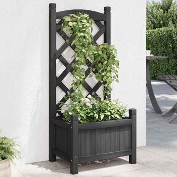 vidaXL Plantenbak met latwerk 40x30x90 cm massief vurenhout, Verzenden, Nieuw