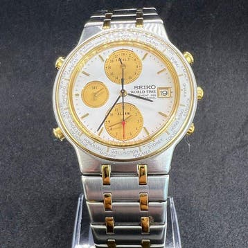 Seiko - SEIKO World Time 5T52-7A00 Chronograph White Quartz