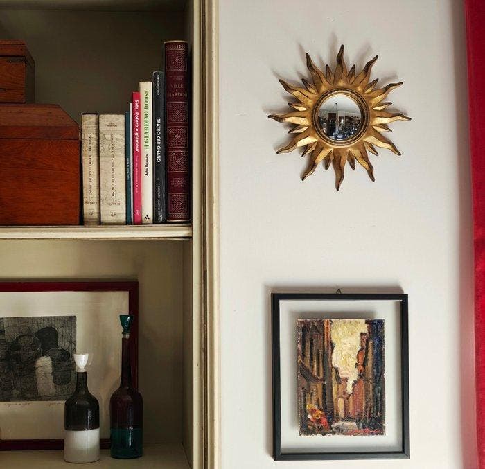 Wandspiegel- Witchs Eye / Butler - Glas, Hars - Gouden, Antiquités & Art, Curiosités & Brocante