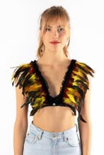 Top met Veren Geel Rood XS S M Verentop Steampunk Topje Veer, Ophalen of Verzenden, Nieuw