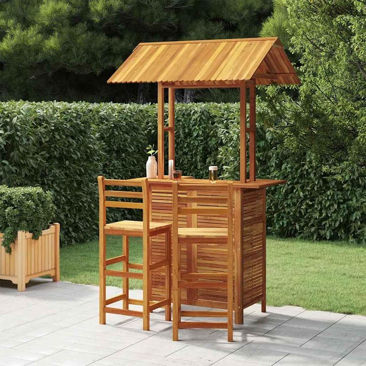 vidaXL 3-delige Tuinbarset massief acaciahout, Tuin en Terras, Tuinsets en Loungesets, Nieuw, Verzenden