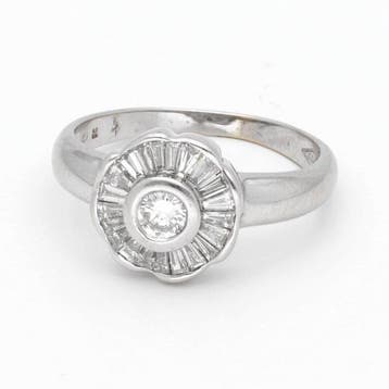 Bague - 18 carats Or blanc Diamant (Naturelle)