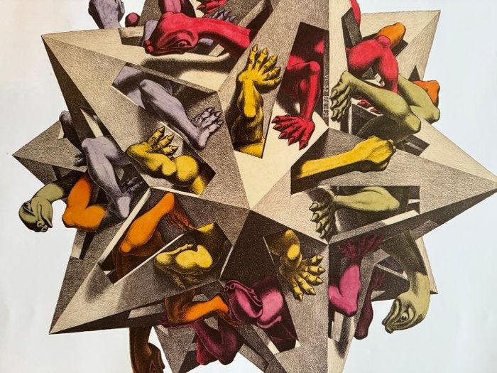 M.C. Escher (1898-1972), after - Zwaartekracht, Antiquités & Art, Antiquités | Autres Antiquités