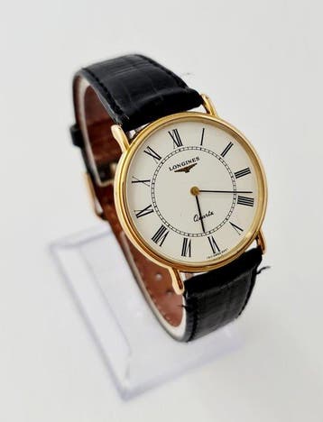 Longines - Presence Mens Quartz Gold Tone White Roman Dial