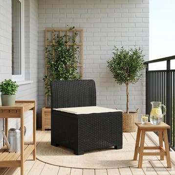 vidaXL Eén-zits Tuin Sofa met Kussen Rieten Look PP, Tuin en Terras, Verzenden, Nieuw