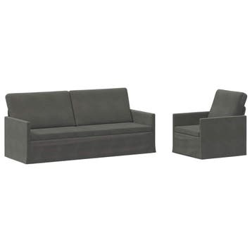 vidaXL bank / zetelstel 2 pcs Donkergrijs Corduroy stof, Verzenden, Nieuw