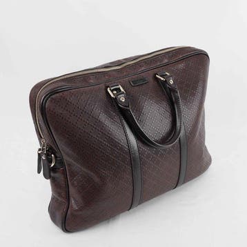 Gucci - GG Diamante Briefcase Business Bag Brown Canvas, Handtassen en Accessoires, Tassen | Damestassen, Nieuw