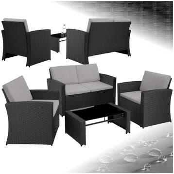Wicker lounge Lucca - zwart / grijs, Tuin en Terras, Verzenden, Nieuw