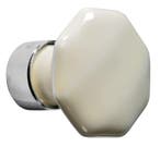 Meubelknop Octo porselein 34mm ivoor/glans nikkel, Nieuw