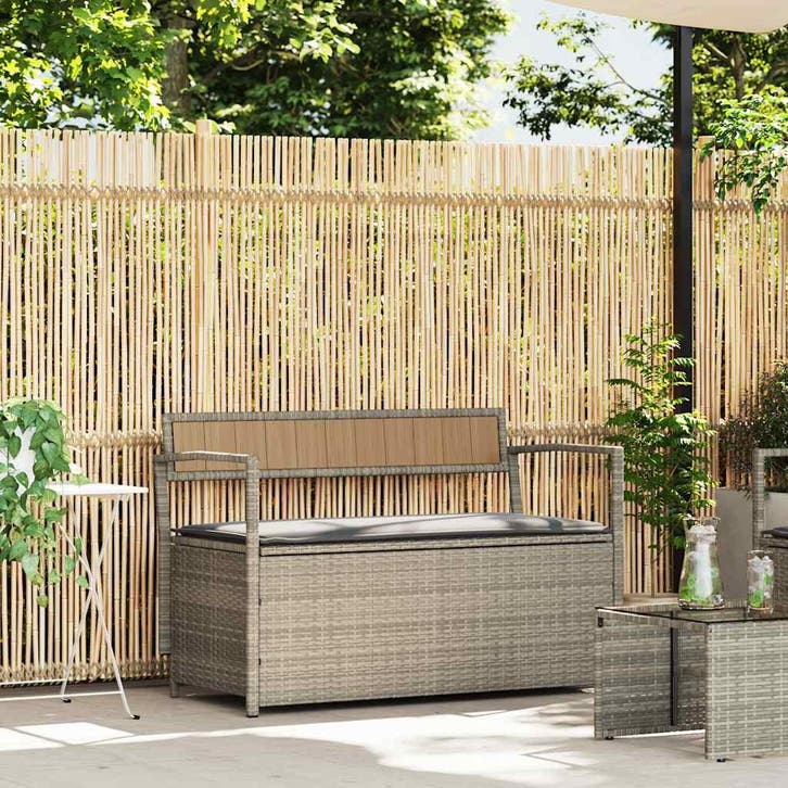 vidaXL Tuinbank met kussen, lichtgrijs polyrotan, Tuin en Terras, Tuinsets en Loungesets, Nieuw, Verzenden