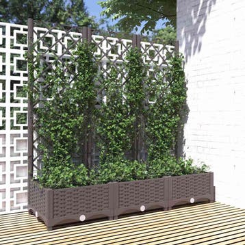 vidaXL Plantenbak met trellis bruin 120x40x121,5 cm PP, Verzenden