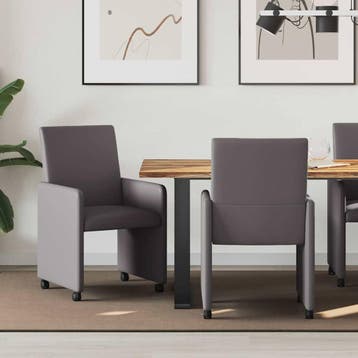 vidaXL Eetkamerstoelen met wielen 2 st Kunstleer Grijs 57 x, Verzenden, Nieuw