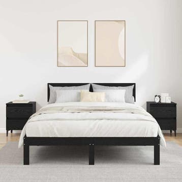 vidaXL Nachtkastje 2 st Zwart Eiken 40 x 35 x 50 cm Bewerkt, Verzenden, Nieuw