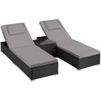 tectake Rotan-tweepersoonsligstoel met Carbonera-tafel, vers, Verzenden