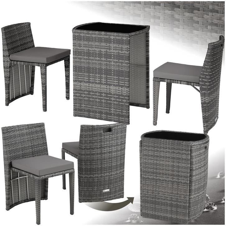 Aluminium wicker bistroset Hamburg - grijs, Jardin & Terrasse, Ensembles de jardin, Envoi
