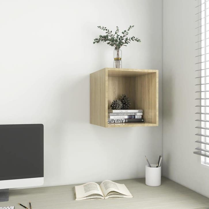 vidaXL Wandkast 37x37x37 cm spaanplaat sonoma eikenkleurig, Huis en Inrichting, Kasten | Wandmeubels, Nieuw, Verzenden