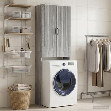 vidaXL Toiletkast HOORN Grijs Sonoma 66 x 25,5 x 190 cm, Verzenden, Nieuw