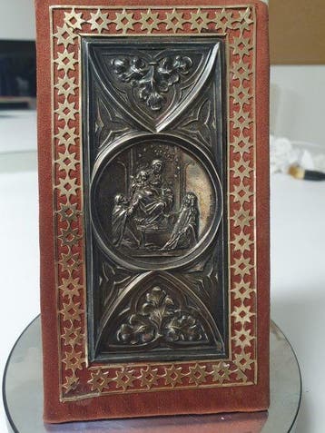 Reliëf, Matka boska srebro wochy - 16 cm - Metaal, Zilver