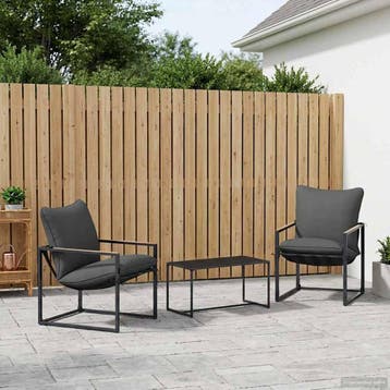 vidaXL Tuinbank Set 3 st Zwart en Anthraciet Staal, Verzenden, Nieuw