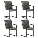 vidaXL Eetkamerstoelen 4 st echt leer grijs, Huis en Inrichting, Stoelen, Verzenden, Nieuw