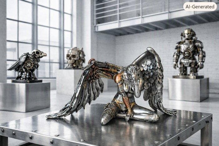 Exclusief S.Buru - sculptuur, -***SILVER FALLEN ANGEL***, Antiquités & Art, Curiosités & Brocante