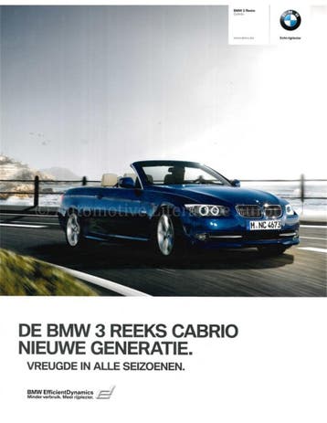 2010 BMW 3 SERIE CABRIOLET BROCHURE NEDERLANDS