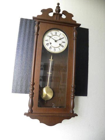 Regulateur wandklok - Hout, Glas, Koper - 1960-1970, Antiek en Kunst, Antiek | Klokken