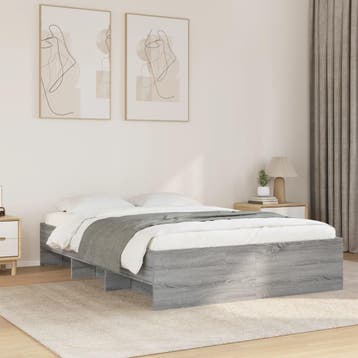 vidaXL Bedframe bewerkt hout grijs sonoma eikenkleurig, Verzenden, Nieuw