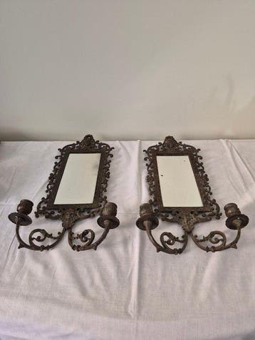 Miroir (2) - Bronze patiné, Antiquités & Art