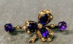 Broche Zilver, Verguld - 2.00ct. tw. Amethist - Parel -