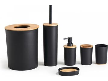 Veiling - Herzberg 6-delige badkamer Accessoireset - Bamboe, Huis en Inrichting, Badkamer | Badtextiel en Accessoires, Nieuw