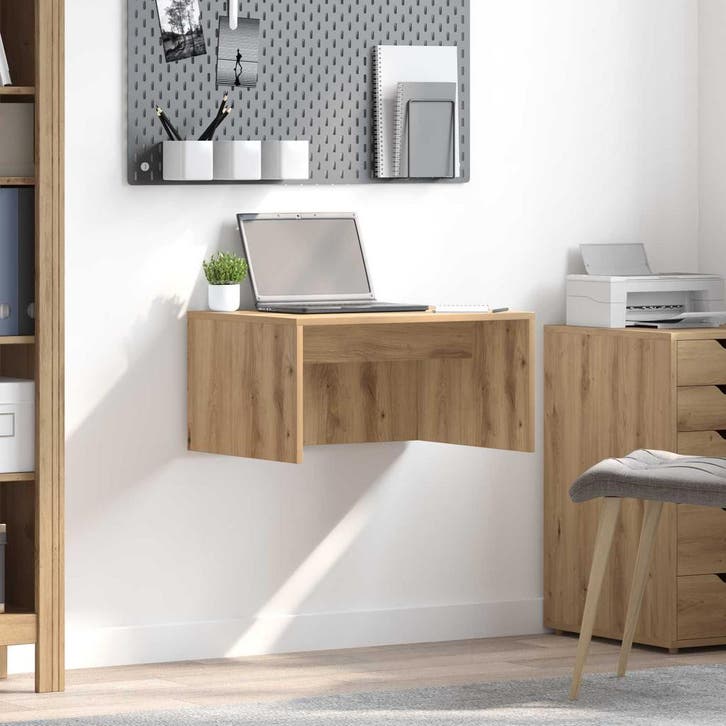 vidaXL Aan de muur bevestigd bureau Artisan Eiken Bewerkt, Huis en Inrichting, Bureaus, Nieuw, Verzenden