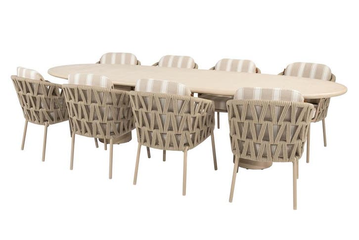 4 Seasons Outdoor Beverly tuinset latte met Hampton tafel, Tuin en Terras, Tuinsets en Loungesets