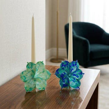 Tafelmiddenstuk (2) - Glas - Bloemen in Kunstglas