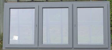 pvc raam , chassis , venster 233 x 106 bazaltgrijs ral 7012, Kunststof, Nieuw, Ophalen of Verzenden, Inclusief glas