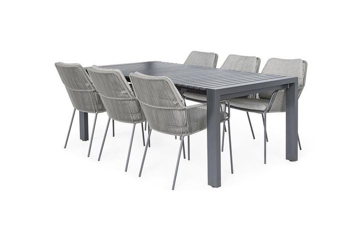 Suns Punta 6-persoons dining set antraciet met uitschuifbare, Jardin & Terrasse, Ensembles de jardin