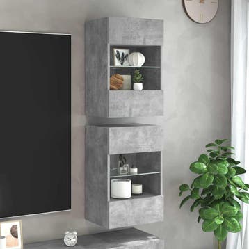 vidaXL Wandkasten met LED-verlichting voor tv 2 st, Verzenden, Nieuw