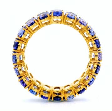 Bague - 14 carats Or jaune - 5.16ct. tw. Tanzanite