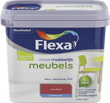 Flexa Mooi Makkelijk Meubels - Zijdeglans Mooi Rood 0.75L, Verzenden