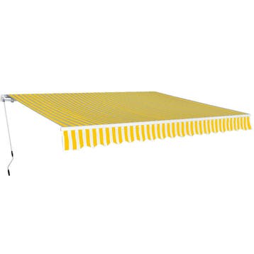 vidaXL Luifel handmatig uittrekbaar 400 cm geel/wit, Verzenden
