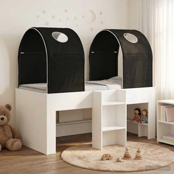 vidaXL Bed met Tunnel 3 st Wit en zwart Bewerkt hout, Verzenden