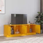 vidaXL Tv-meubelen 2 st 67x39x44 cm staal mosterdgeel, Verzenden, Nieuw