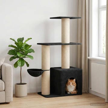 vidaXL Kattentoren met sisal krabpalen Donkergrijs 133 cm, Verzenden, Nieuw