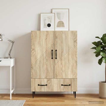 vidaXL Dressoir met lade Sonoma Eiken 66 x 34,5 x 95 cm, Verzenden