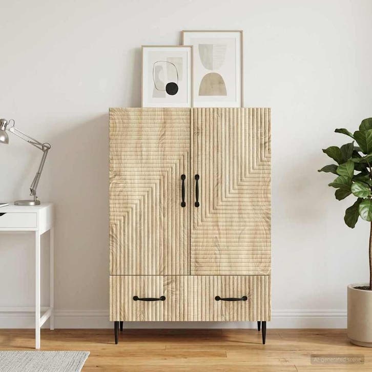vidaXL Dressoir met lade Sonoma Eiken 66 x 34,5 x 95 cm, Maison & Meubles, Armoires | Dressoirs, Envoi