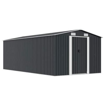 vidaXL Tuinschuur 257x489x181 cm metaal antracietkleurig, Verzenden
