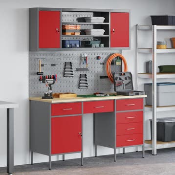 vidaXL Werk Cabinet met lade 7 st Rood Engineered hout en, Verzenden, Nieuw