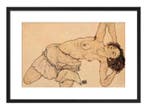 Egon Schiele - “Kneeling half-undressed woman, bending to