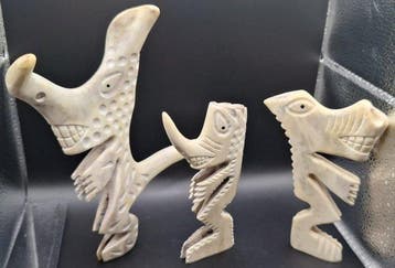 Lot of 3 Vintage Inuit Tupilak Totem Figures - Authentic