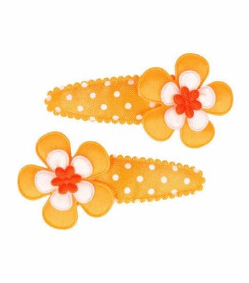 Haarspeld Klikklak 6,5cm - Bloem Stippen Print - Oranje -, Nieuw